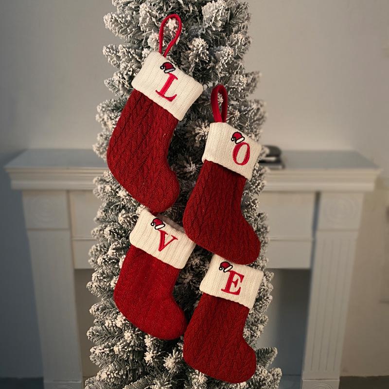 🎅Christmas Sale 49% OFF-🧦Personalized letter knitted Christmas stocking fireplace ornament