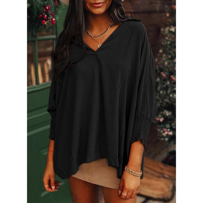 Womens Tunic Tops V Neck Casual Loose 3/4 Sleeve Shirts Dressy Blouses Tops Overiszed T Shirts