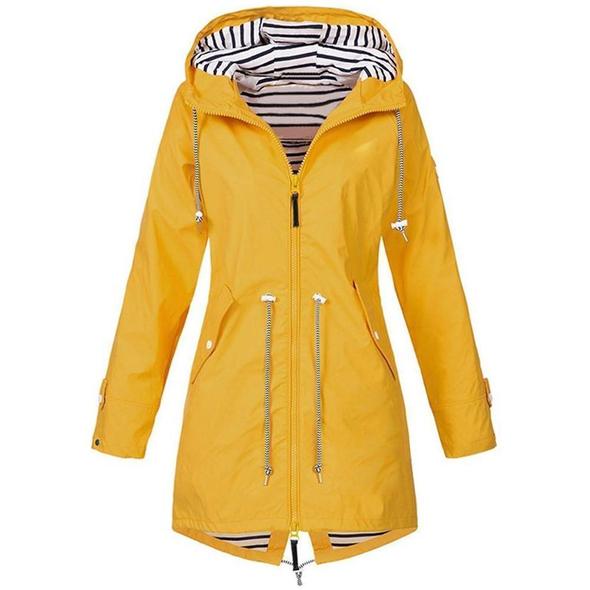 Long waterproof hooded jacket