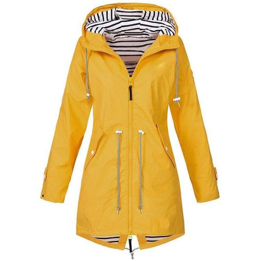 Long waterproof hooded jacket