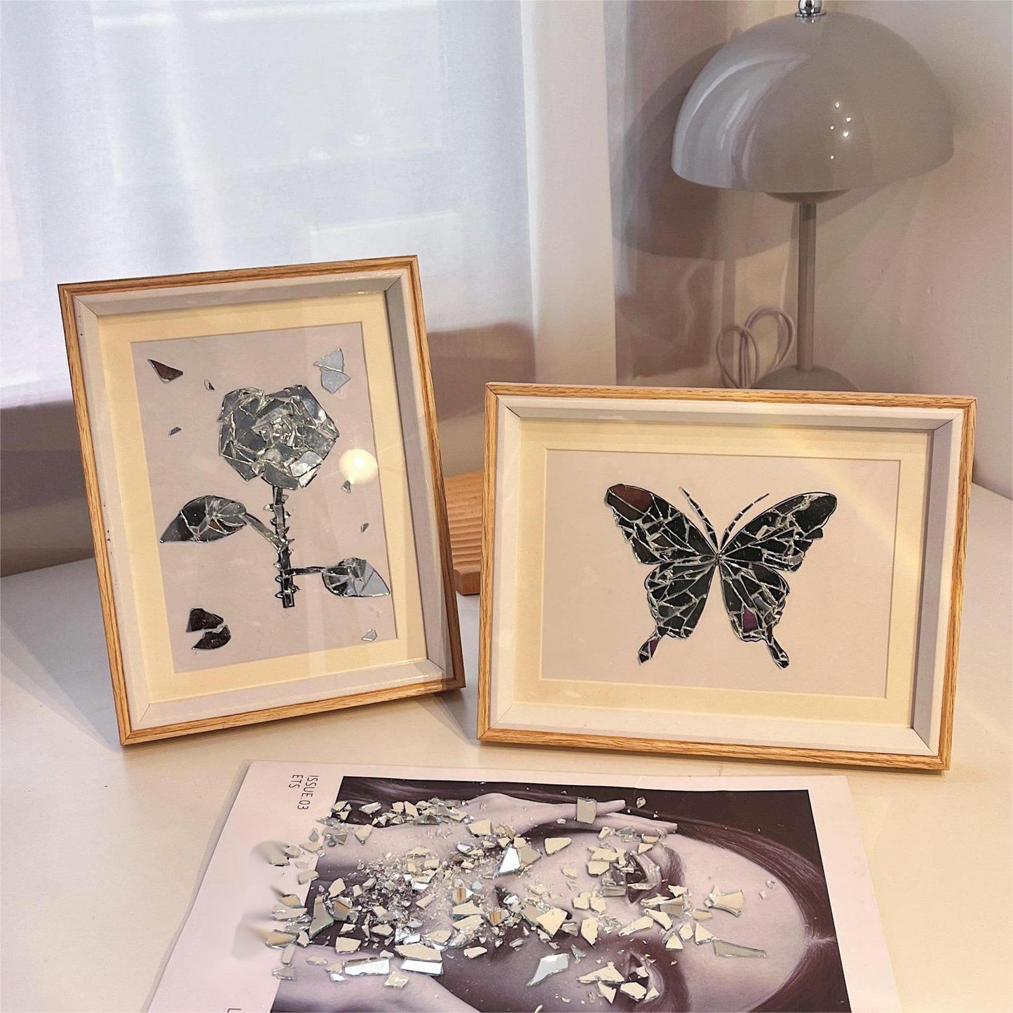 Creative handmade DIY - 🦋Butterfly Broken Mirror Photo Frame