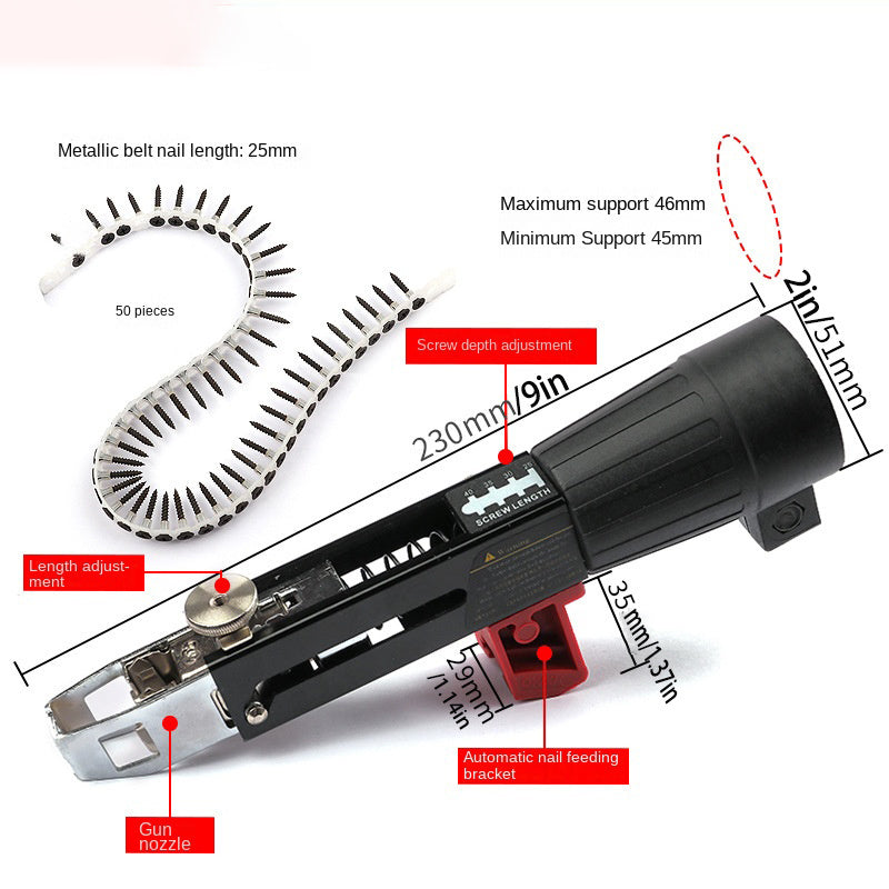 Woodwork Automatic Nail Gun Adapter Electric Drill Chain Attachment Set for Nail Gun Electric Drill