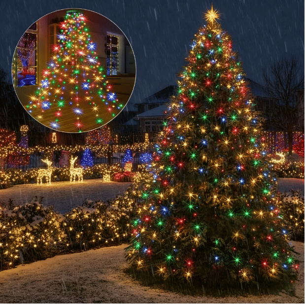 🎄🔥Waterproof Christmas Tree Waterfall Lights with Ring