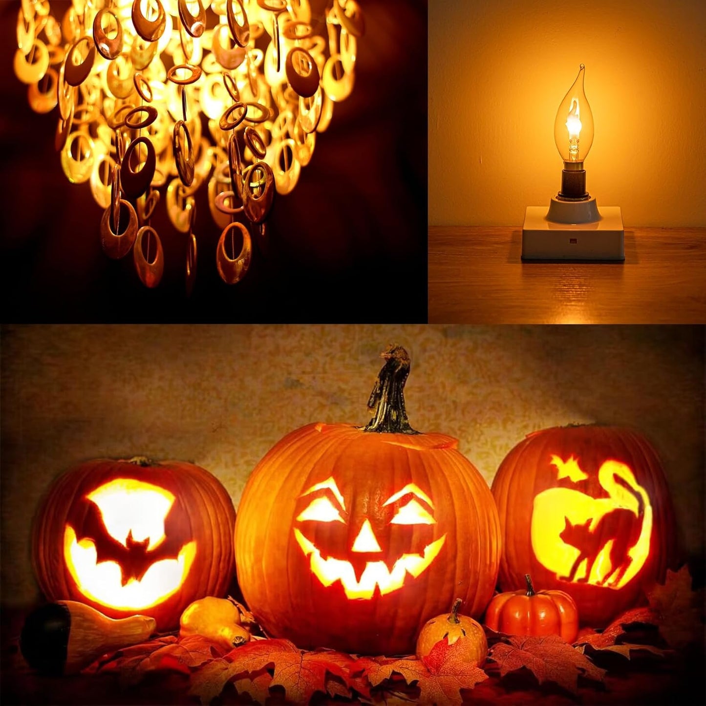 🔥E12 LED Flickering Flame Decoration Light Bulbs -Perfect Ambiance for Halloween Christmas
