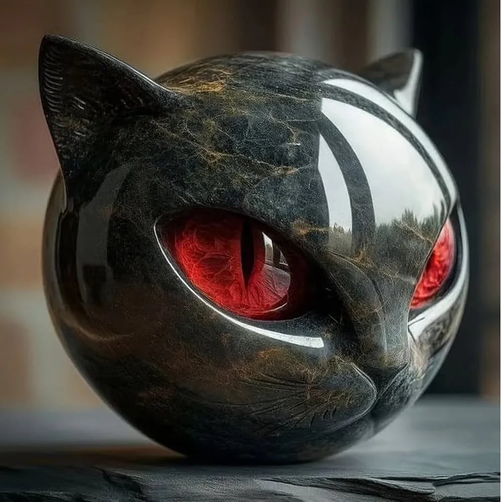 🐈⬛Luxury Black Cat Stone Sculpture – Elegant Home Decoration & Gift-Ready Art Piece