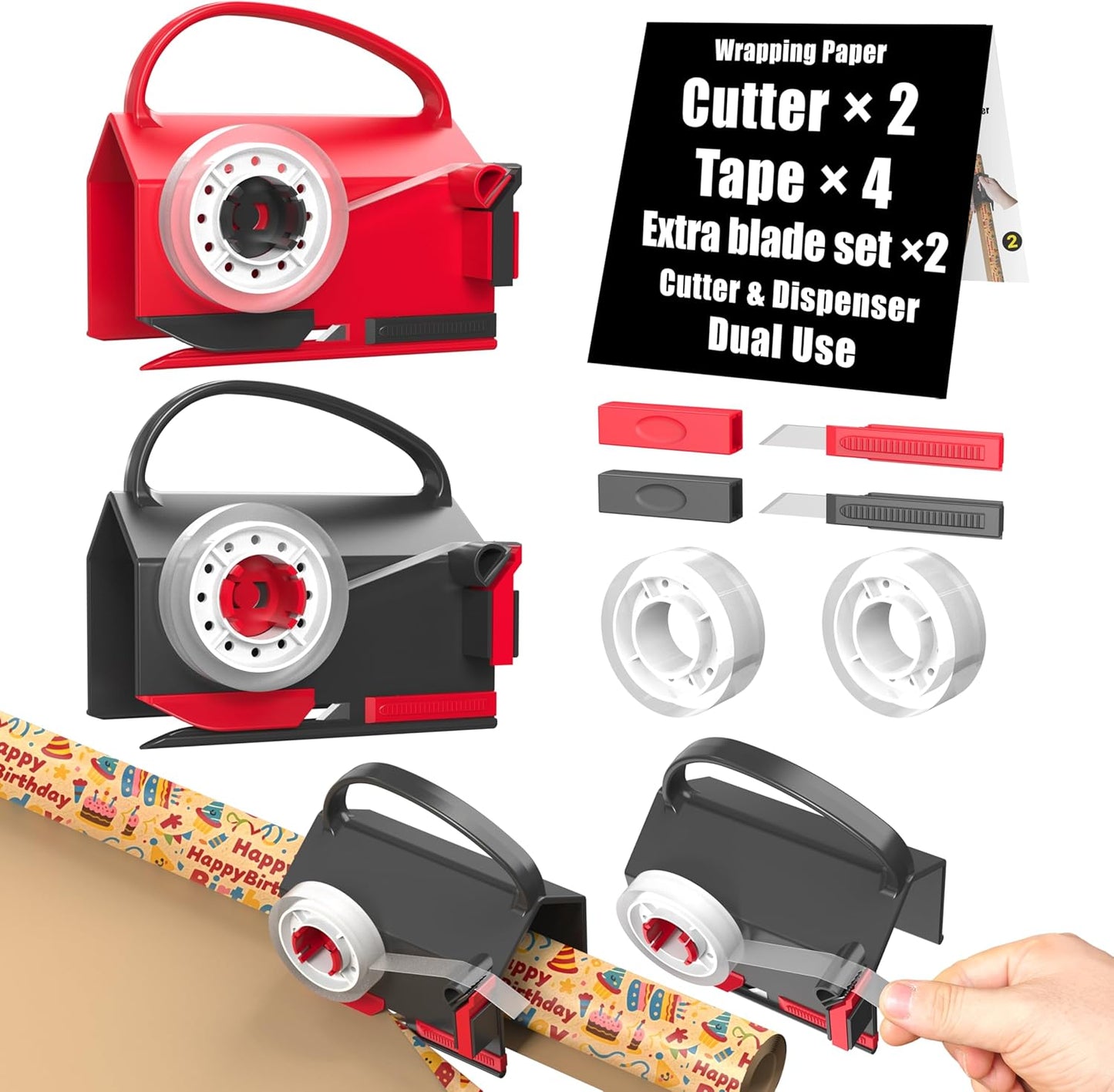 🎁🤩Wrapping paper cutter & tape dispenser dual use