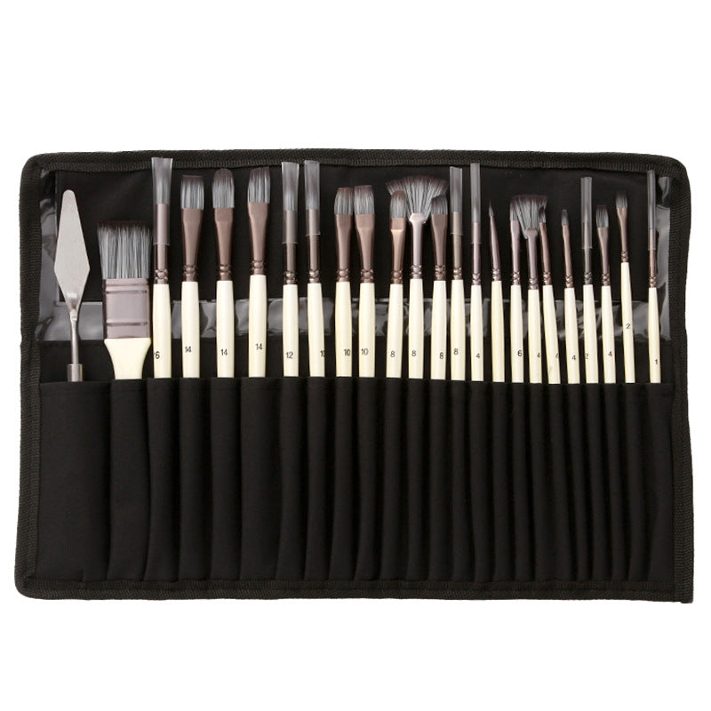 Professional Art Brush With Natural Wood Handles Set Of 24