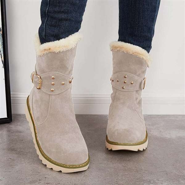 Women Winter Boots Snow Ankle Boots Warm Fur Lined Slip on Booties