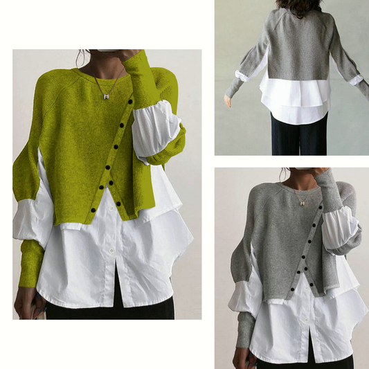 Knit White Blouse Sweater