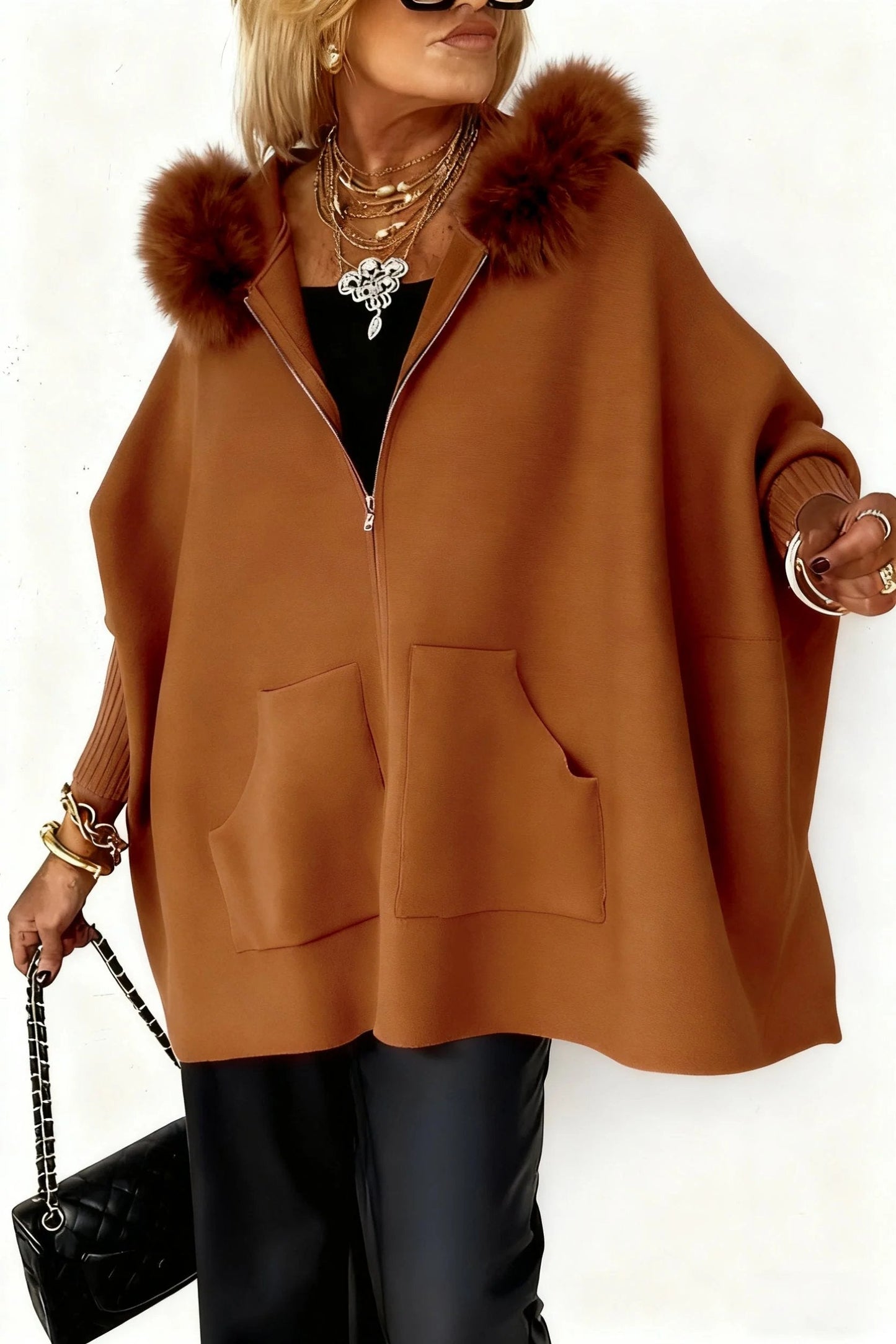 🧥Women Fur Collar Solid Color Casual Jacket