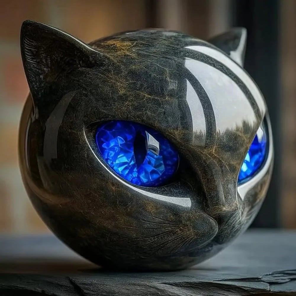 🐈⬛Luxury Black Cat Stone Sculpture – Elegant Home Decoration & Gift-Ready Art Piece