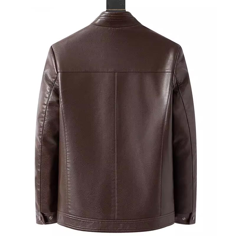 Warm plush lined leather jacket for men