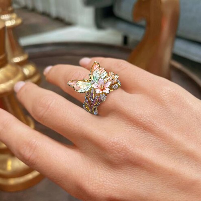 🔥Size Can Be Changed At Will 🌸Butterfly Flower Ring🌸