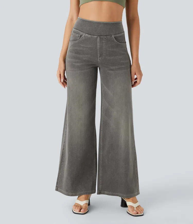 Super Stretch High-Waisted Wide Leg Jeans