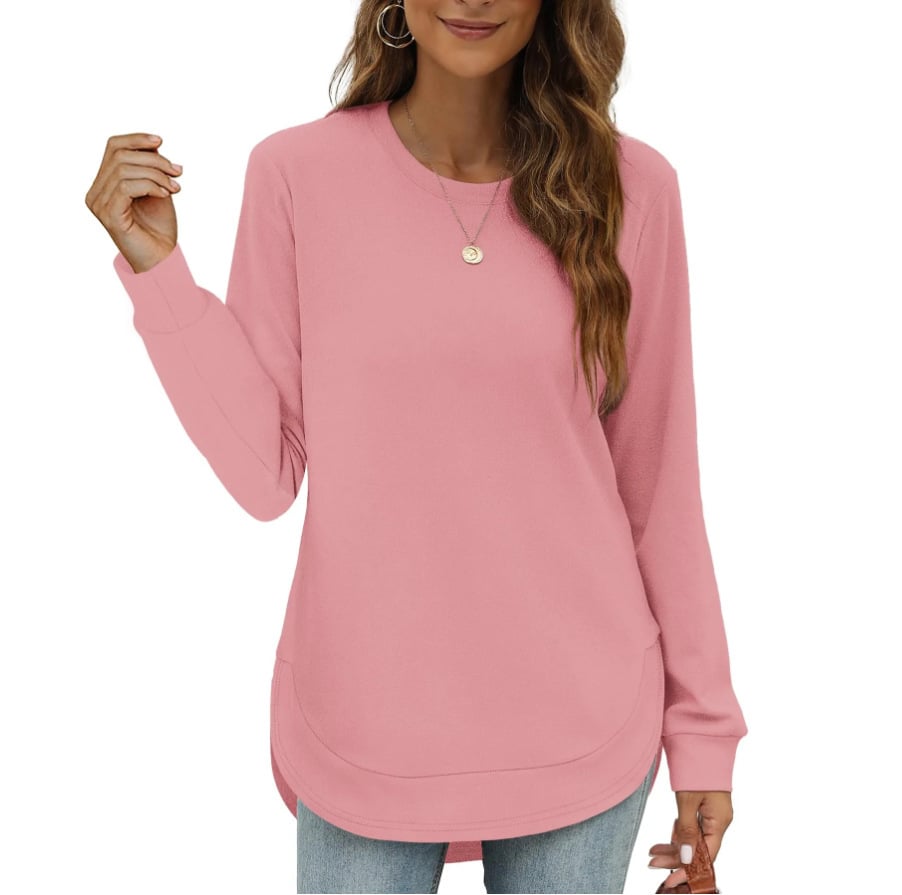 ⏰Women's Sweatshirt Crewneck Curved Hem