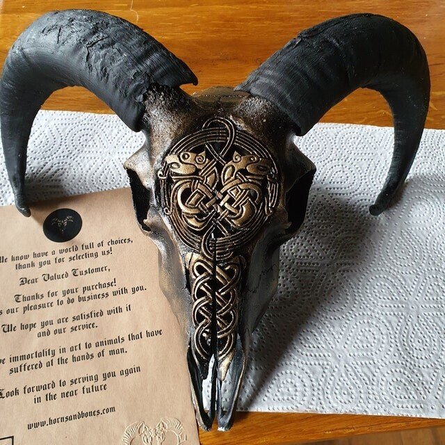 Carved Ram Skull