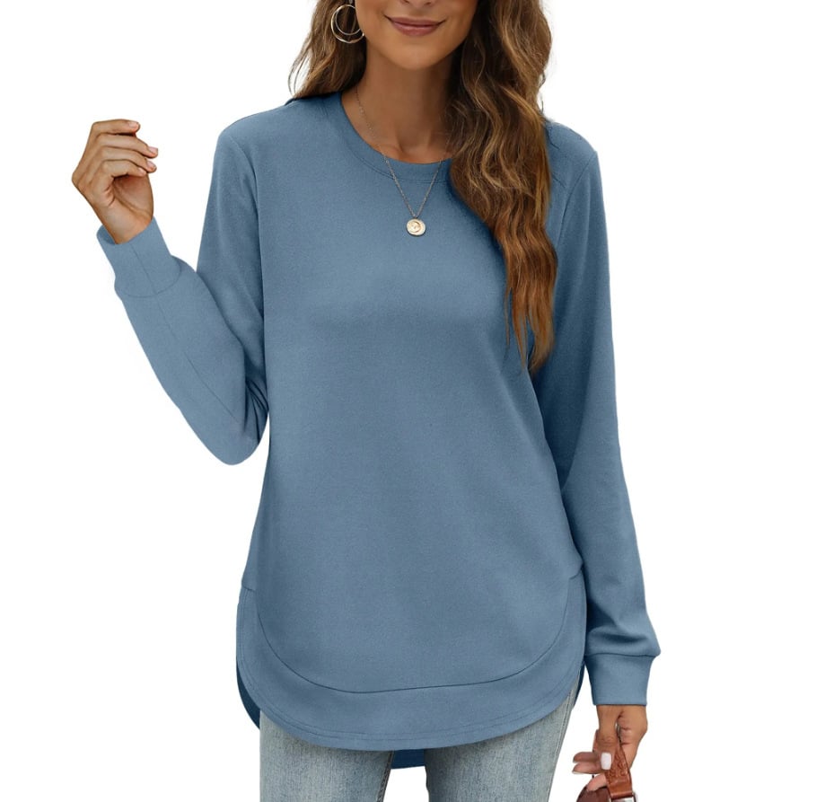 ⏰Women's Sweatshirt Crewneck Curved Hem