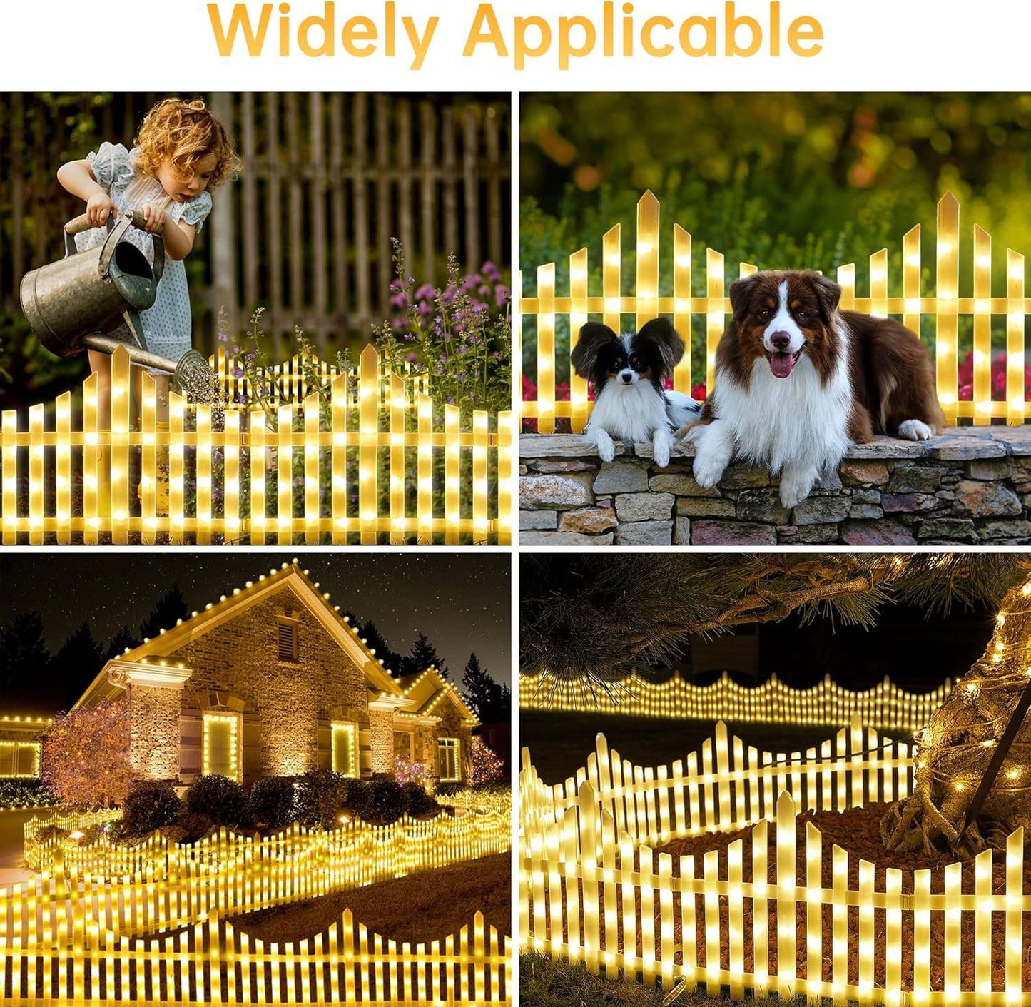 5 Pack Wave-Shaped Solar LED Lighted Garden Fence