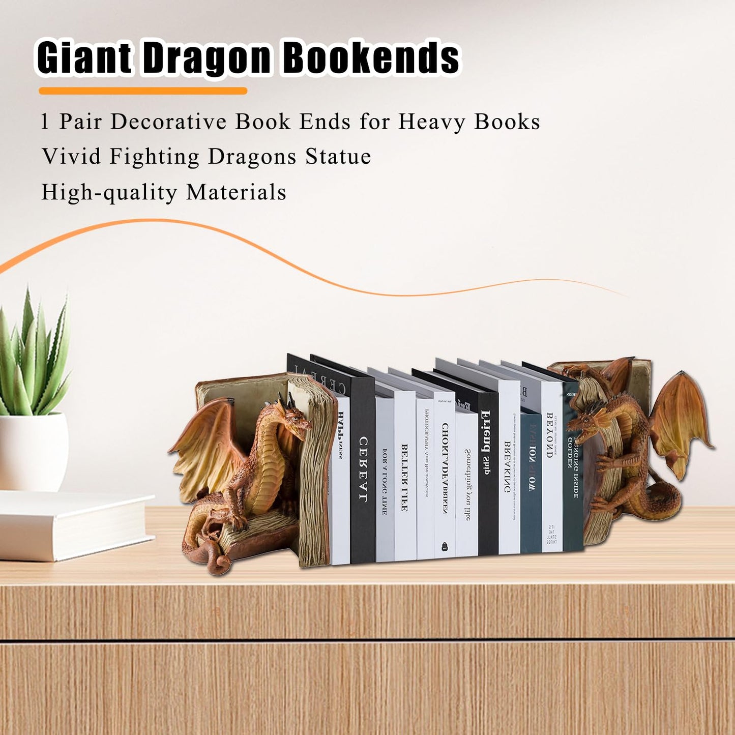 Medieval dragon decorative bookends