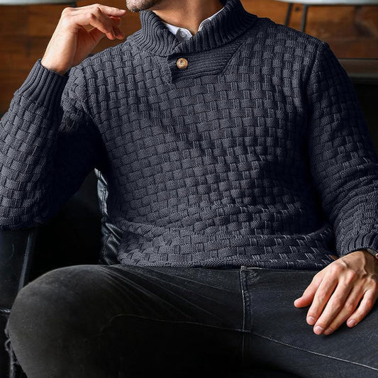 💜Men's sweater with structured stand-up collar