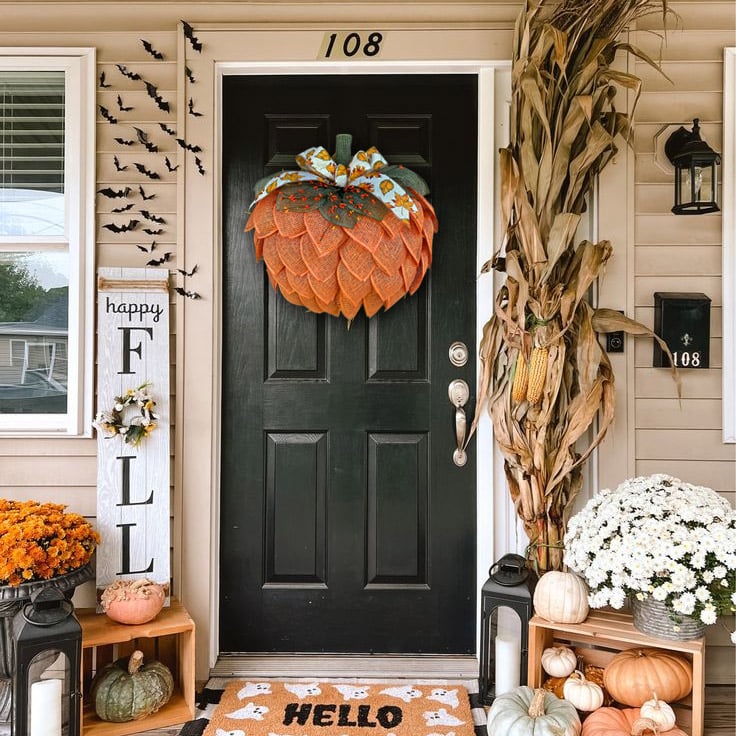 🔥Last Day 60% OFF 🍁 Farmhouse Pumpkin Wreath For Front Door