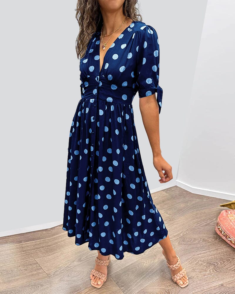 💃Deep V-neck polka-dot dress