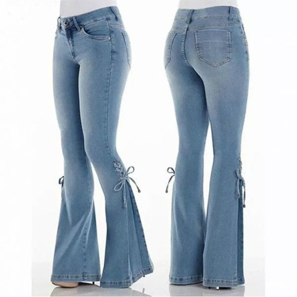 70S HIP HUGGER BELL BOTTOMS STRETCHY JEANS