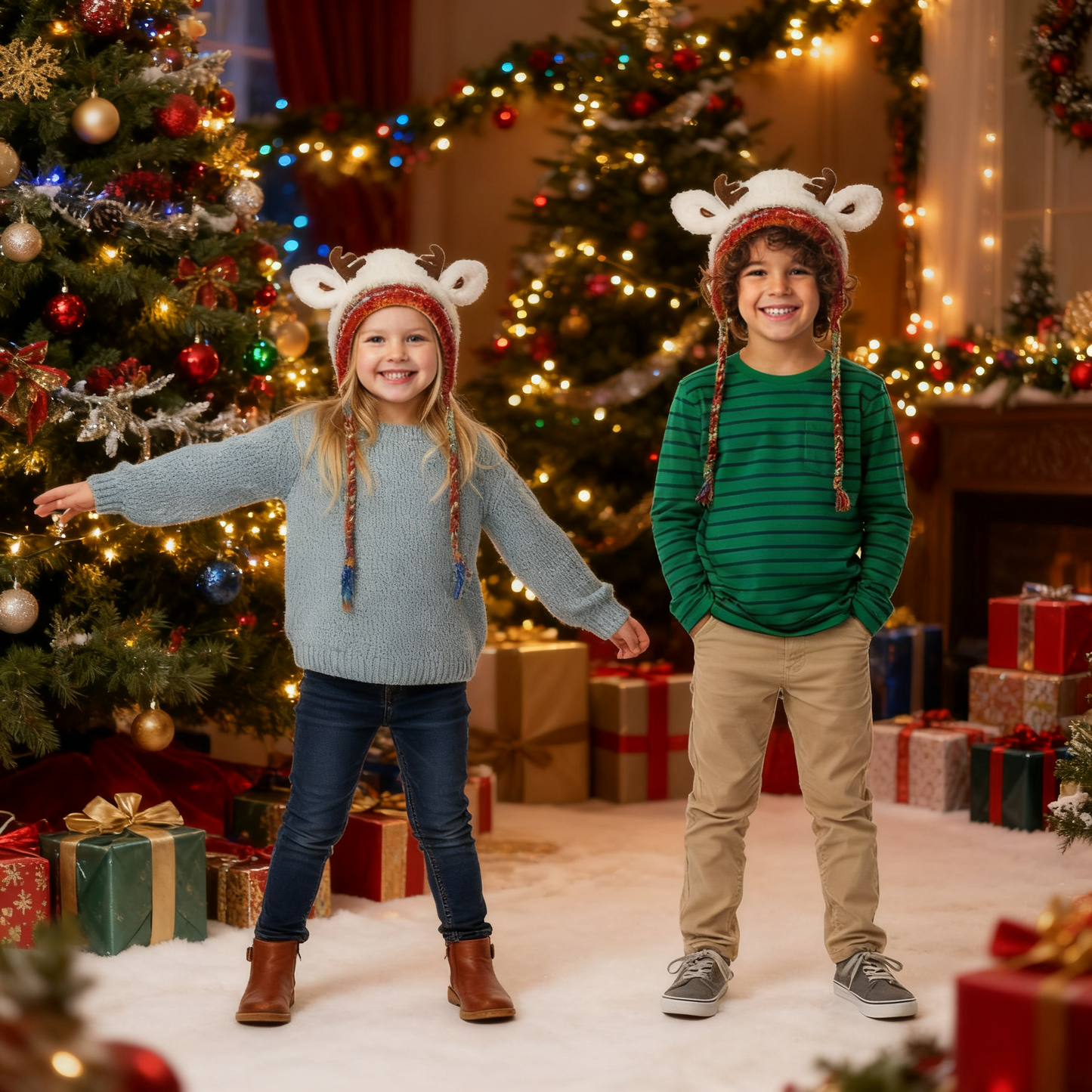 🎄🦌Handmade Knitted Christmas Antler 2-in-1 (Hat/Handbag)🧶