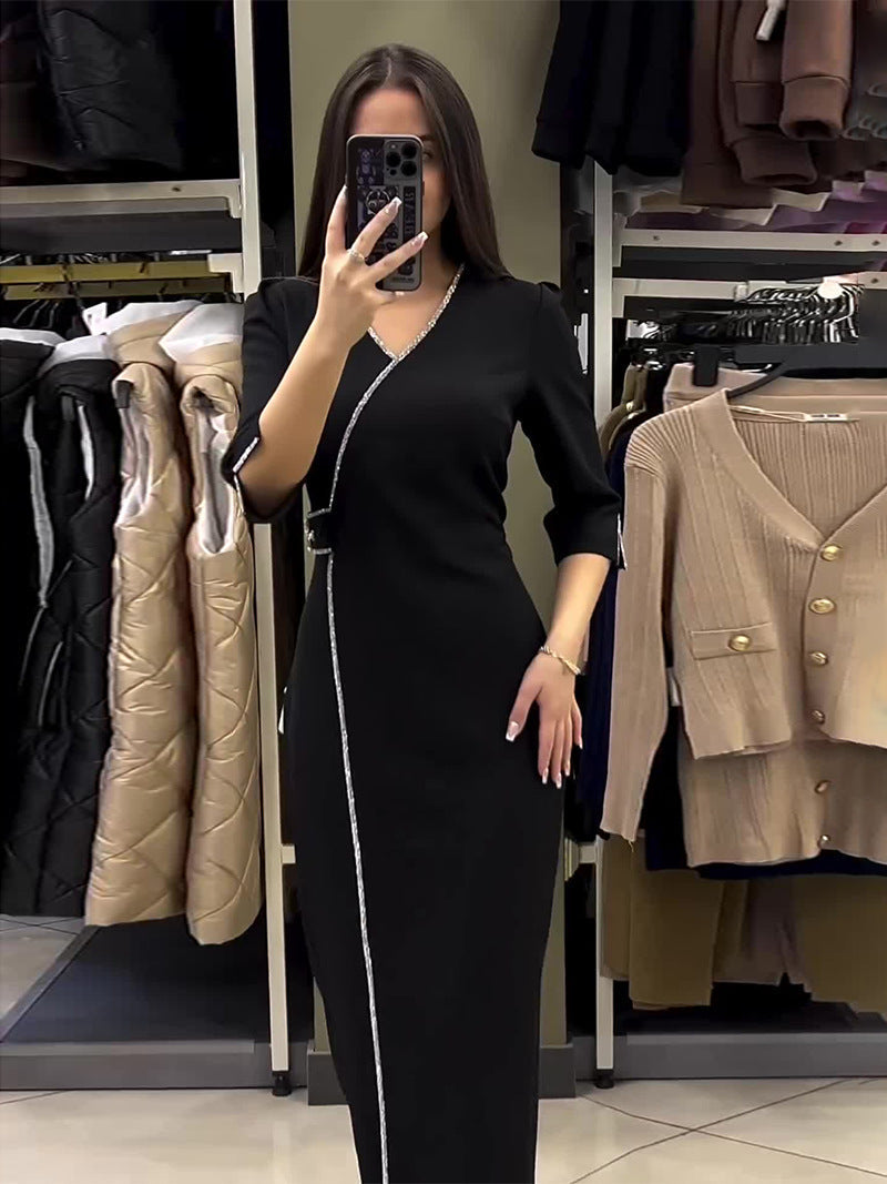 V-neck Slim Fit Temperament  Dress