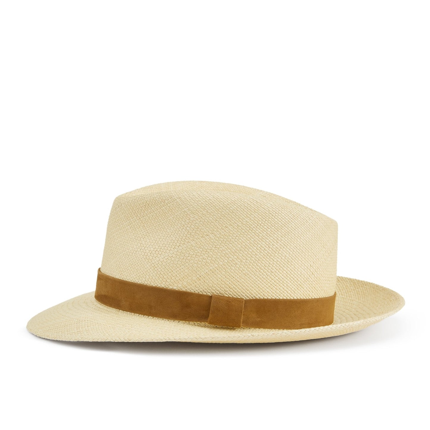 Advanced Original Panama Natural Toquilla Straw | 2.5 cm Suede Trim-Handwoven in Ecuador (HatBox Included)