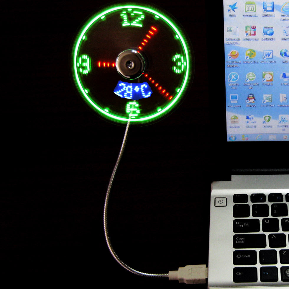 New Creative USB LED Clock Fan