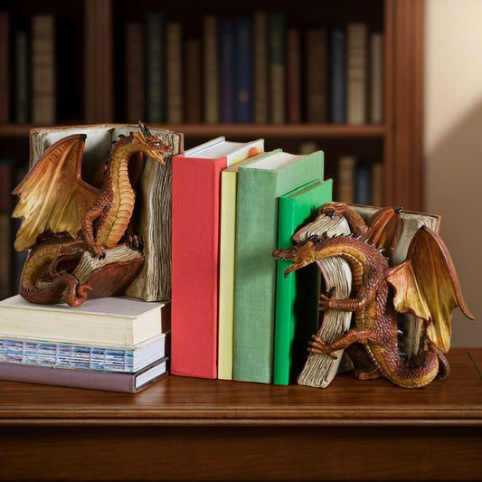 Medieval dragon decorative bookends