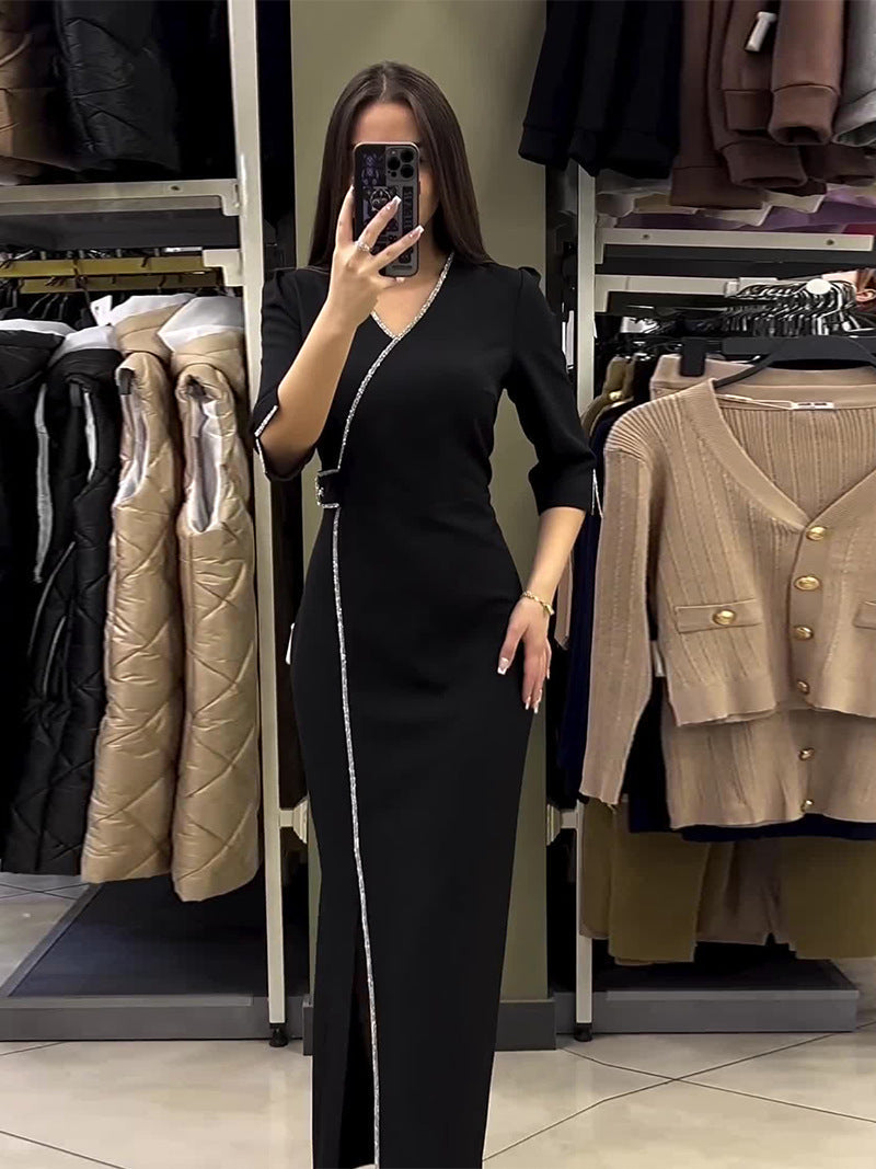 V-neck Slim Fit Temperament  Dress