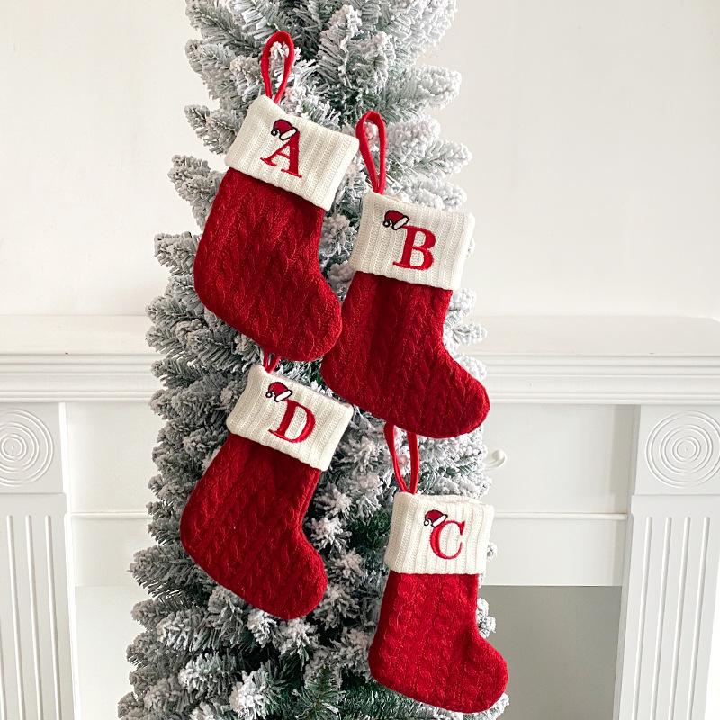 🎅Christmas Sale 49% OFF-🧦Personalized letter knitted Christmas stocking fireplace ornament
