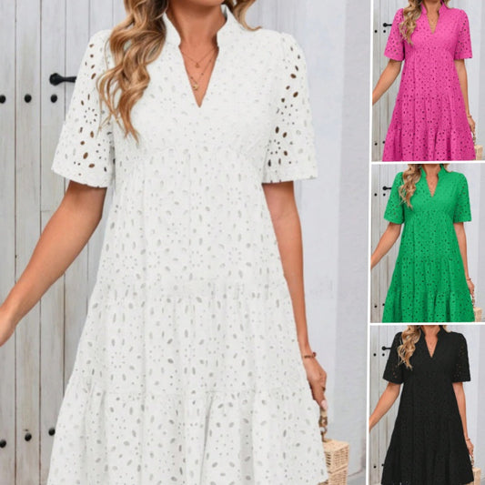 👗Summer New💃Women's V-Neck A-Line Cutout Printed Dress