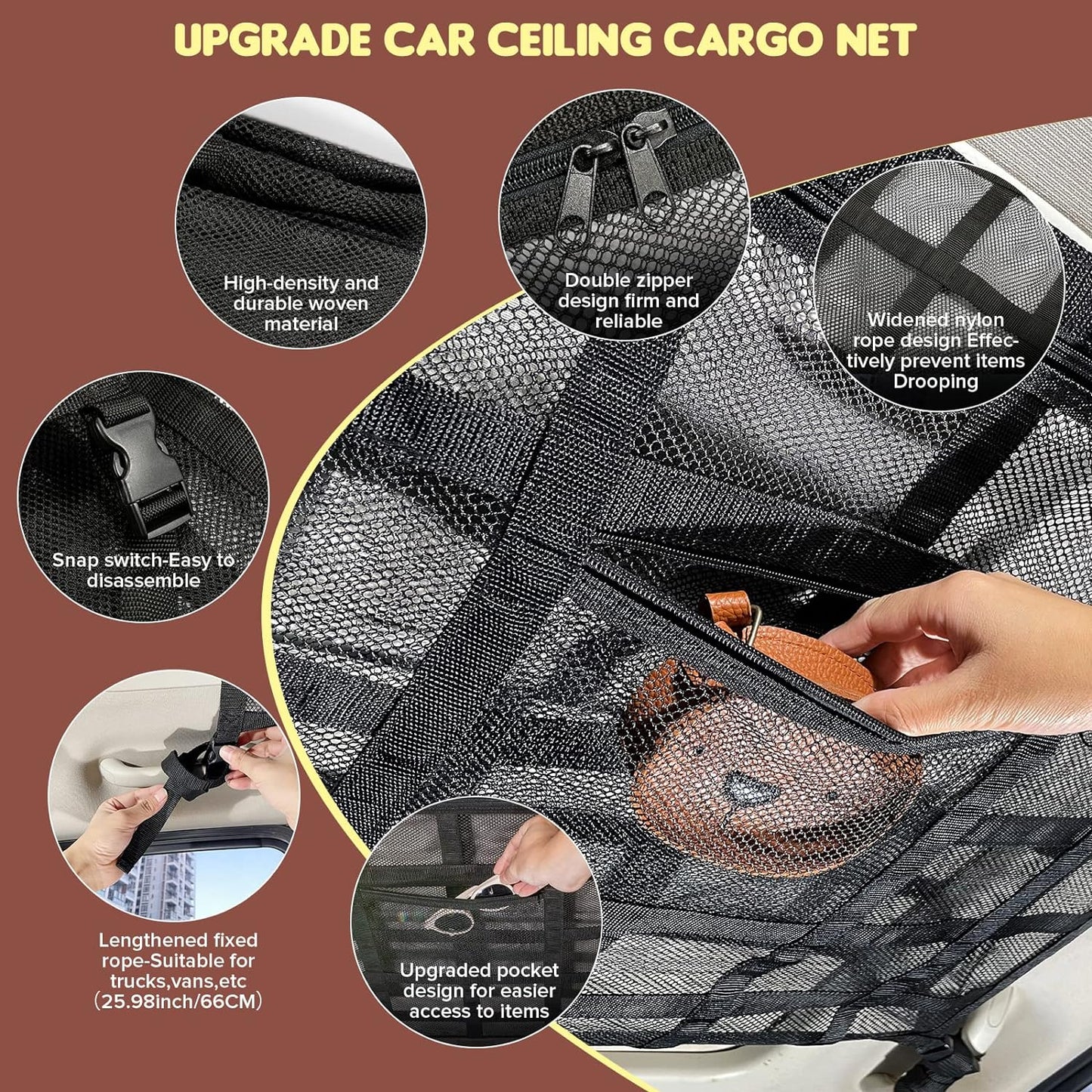 🔥✨HOT SALE -2025 Upgrade Car Ceiling Cargo Net Pocket