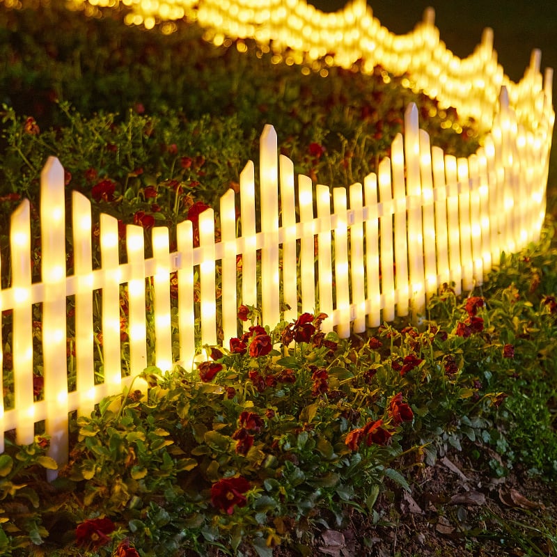 5 Pack Wave-Shaped Solar LED Lighted Garden Fence