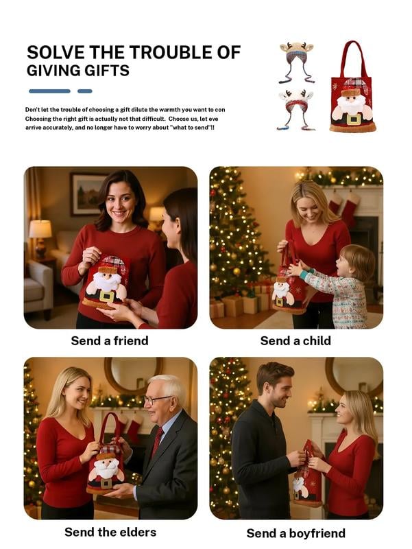 🎄🦌Handmade Knitted Christmas Antler 2-in-1 (Hat/Handbag)🧶