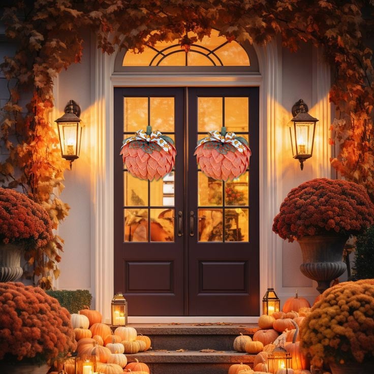 🔥Last Day 60% OFF 🍁 Farmhouse Pumpkin Wreath For Front Door