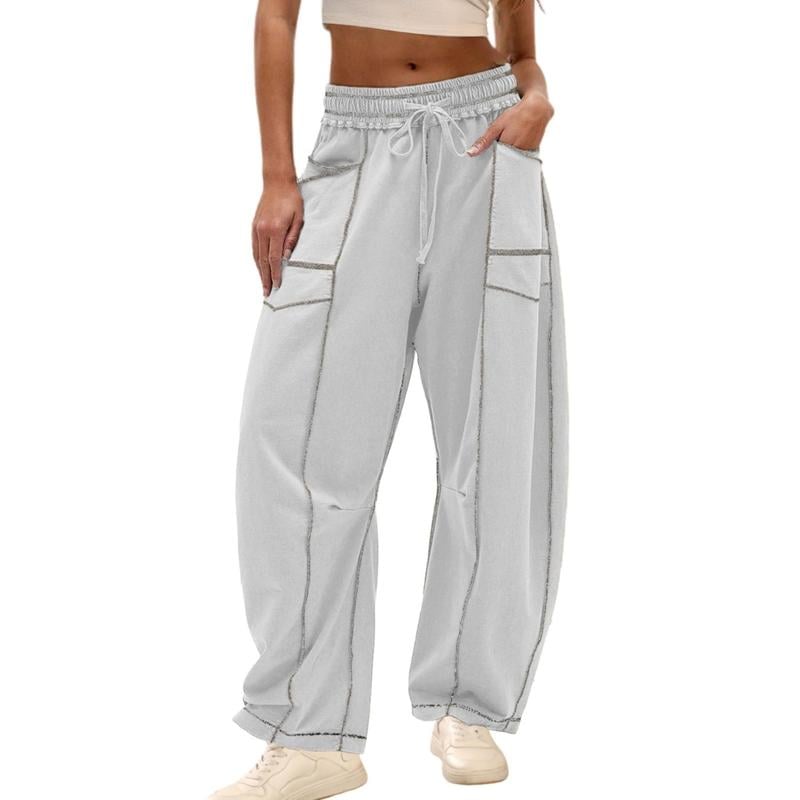 Womens Baggy Barrel Pants Wide Legs, Big Pockets, Zero Stress!