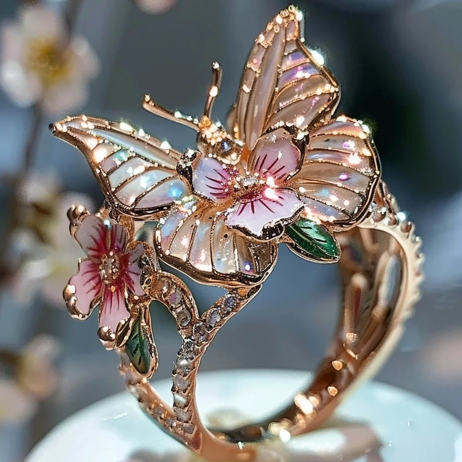 🔥Size Can Be Changed At Will 🌸Butterfly Flower Ring🌸