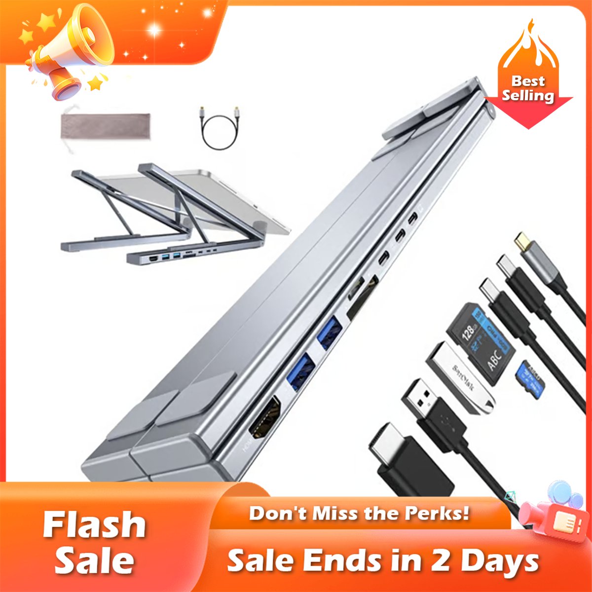 🏆Flash Sale⚡ 50K+ SOLD! Almost Gone-💥💻 8-in-1 USB-C Laptop Stand