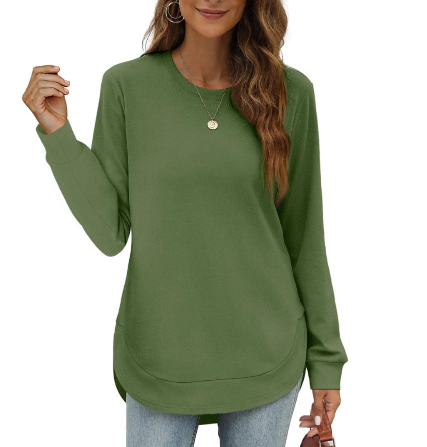 ⏰Women's Sweatshirt Crewneck Curved Hem