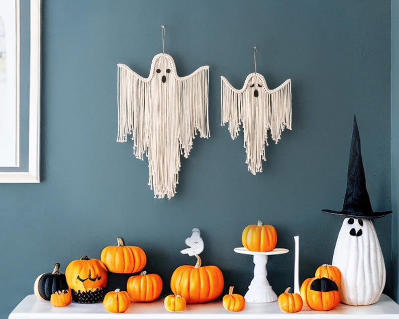 halloween hand-woven white ghost wall hanging kit