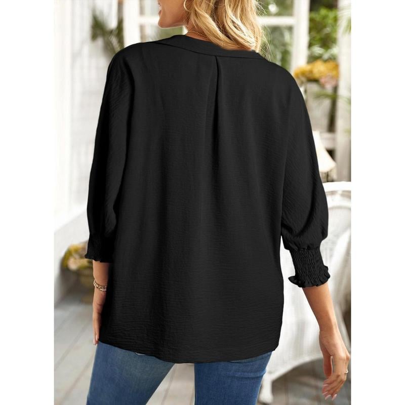 Womens Tunic Tops V Neck Casual Loose 3/4 Sleeve Shirts Dressy Blouses Tops Overiszed T Shirts
