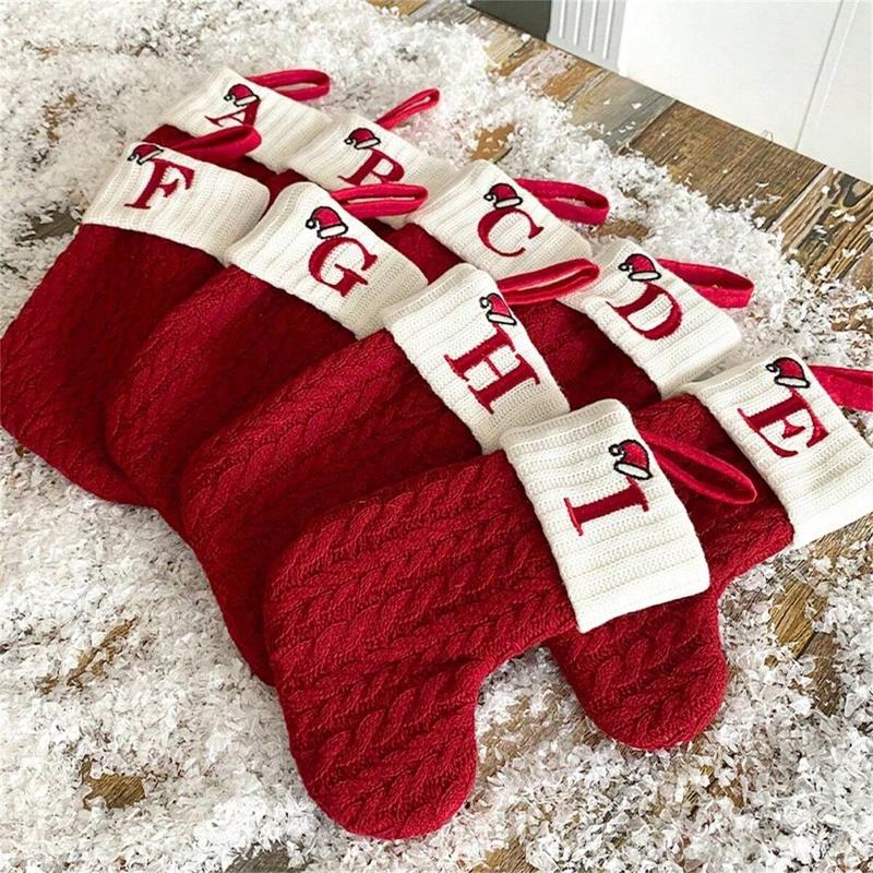 🎅Christmas Sale 49% OFF-🧦Personalized letter knitted Christmas stocking fireplace ornament