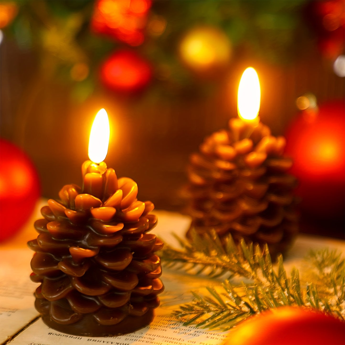 New Christmas pine cone paraffin LED bullet candle light Christmas decoration atmosphere