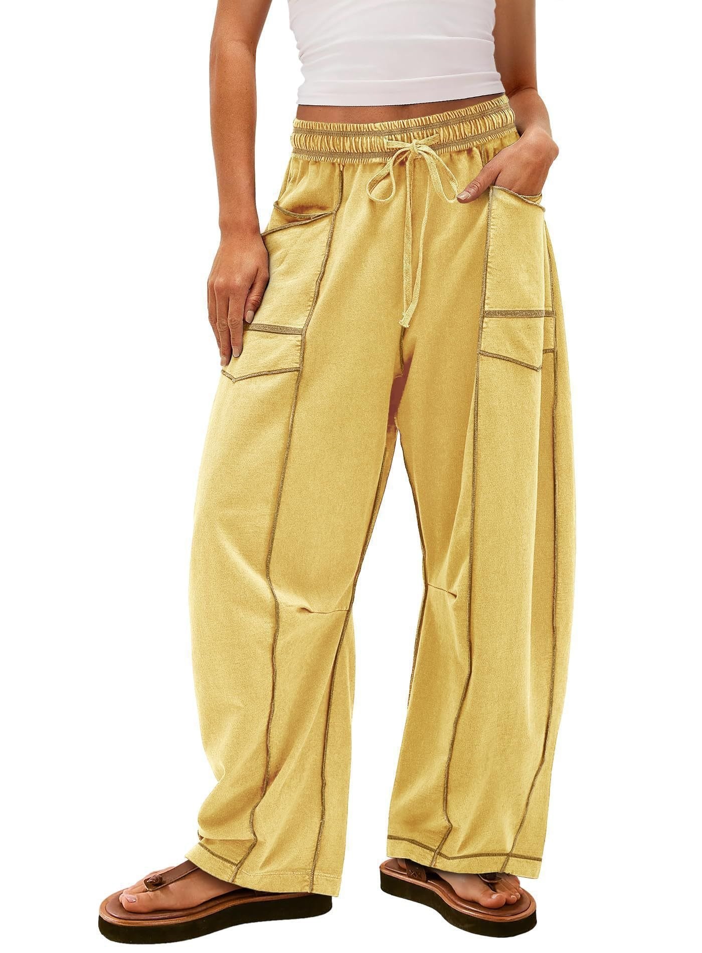 Womens Baggy Barrel Pants Wide Legs, Big Pockets, Zero Stress!
