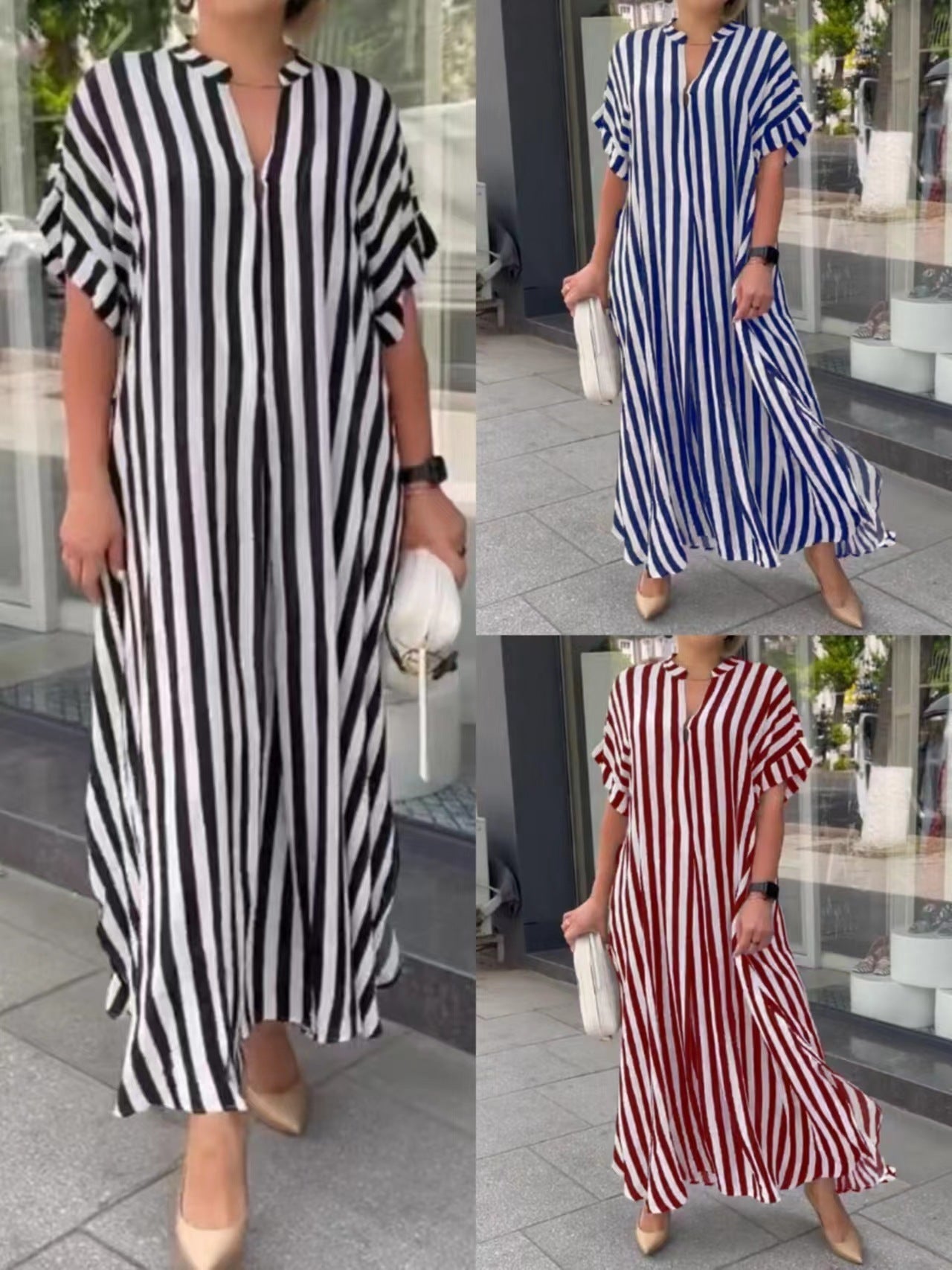 Women's V-Neck Striped Print Dress 🔥LAST DAY 50% OFF🔥