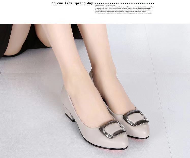 Spring and summer new thick heel shallow mouth all-match mother shoes